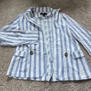 Blue and white striped blazer